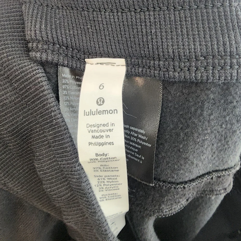 Lululemon Black Fleece Lined Jogger Pants Size 6 Cozy Lounge - Picture 8 of 8